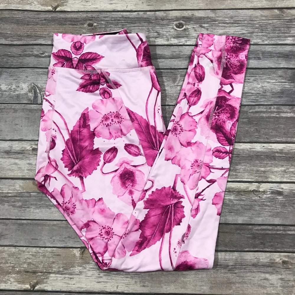 LuLaRoe Jordan Workout Pants Pink Floral